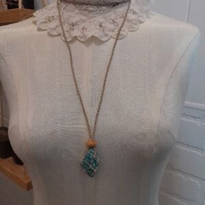 Handcrafted Blue Stone Pendant Necklace